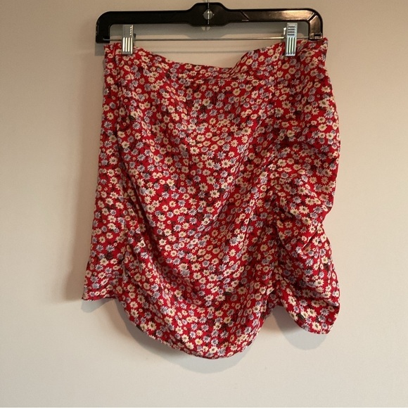 Ruched Drawstring Knot Ditsy Floral Skirt Size M. Mini Skirt Dainty Summer - Picture 3 of 6